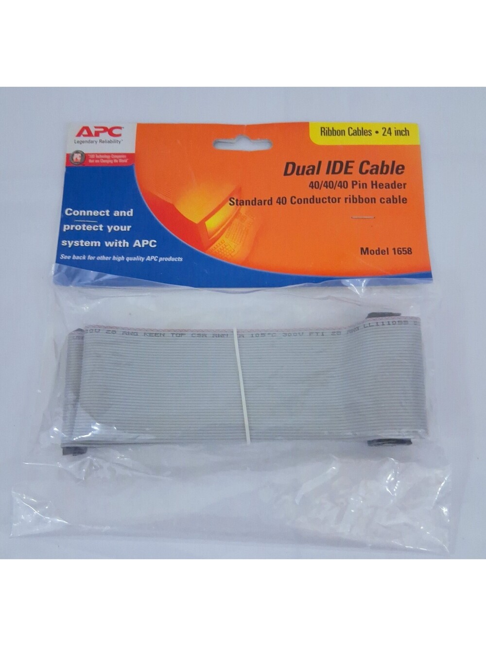 APC Dual IDE Cable 40/40/40 Pin Header 24" 40 Conductor Ribbon Model 1658 NEW